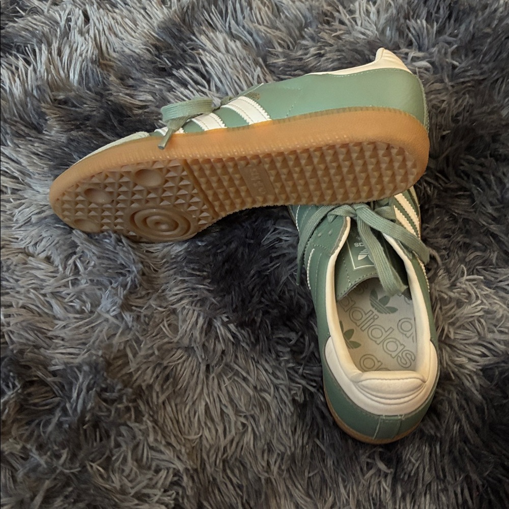 Adidas Men's Sage Green and White Sneakers - Picture 3 of 3